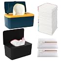 108 Packs Flannel Reusable Baby Wipes Cloth Wipes with Black Upgraded Wipes Dispenser, Soft & Natural Skin Friendly Cloth Wipes, Body Face Hand Washcloth Essential for Cloth Diapers