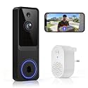 1080P Battery Security Camera Wireless, Video Doorbell Camera with Night Vision, AI Human Detection, 2-Way Audio, Live View, 2.4G WiFi Only, Cloud Storage
