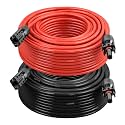 10AWG Solar Extension Cable 100FT – 2 Pack Red &amp; Black PV Wire with Solar Connectors, 84-Strand Tinned Copper, Dual XLPE Insulated, Outdoor UV-Resistant Cable for RV, Inverter, Battery