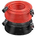 10AWG Solar Extension Cable 200FT – 2 Pack Red &amp; Black PV Wire with Solar Connectors, 84-Strand Tinned Copper, Dual XLPE Insulated, Outdoor UV-Resistant Cable for RV, Inverter, Battery