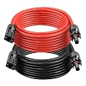 10AWG Solar Extension Cable 20FT – 2 Pack Red &amp; Black PV Wire with Solar Connectors, 84-Strand Tinned Copper, Dual XLPE Insulated, Outdoor UV-Resistant Cable for RV, Inverter, Battery