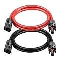10AWG Solar Extension Cable 2FT – 2 Pack Red &amp; Black PV Wire with Solar Connectors, 84-Strand Tinned Copper, Dual XLPE Insulated, Outdoor UV-Resistant Cable for RV, Inverter, Battery