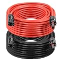 10AWG Solar Extension Cable 30FT – 2 Pack Red &amp; Black PV Wire with Solar Connectors, 84-Strand Tinned Copper, Dual XLPE Insulated, Outdoor UV-Resistant Cable for RV, Inverter, Battery