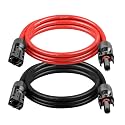 10AWG Solar Extension Cable 3FT – 2 Pack Red &amp; Black PV Wire with Solar Connectors, 84-Strand Tinned Copper, Dual XLPE Insulated, Outdoor UV-Resistant Cable for RV, Inverter, Battery