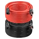 10AWG Solar Extension Cable 50FT – 2 Pack Red & Black PV Wire with Solar Connectors, 84-Strand Tinned Copper, Dual XLPE Insulated, Outdoor UV-Resistant Cable for RV, Inverter, Battery