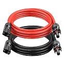 10AWG Solar Extension Cable 5FT – 2 Pack Red &amp; Black PV Wire with Solar Connectors, 84-Strand Tinned Copper, Dual XLPE Insulated, Outdoor UV-Resistant Cable for RV, Inverter, Battery