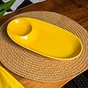 10Club Ceramic Oval Chip and Dip Plate (Yellow)