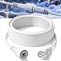 10FT 2 Pin Extension Cord IP65 Waterproof for String Lights, 1 Pack (White)