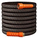 10FT Lightweight Garden Hose,Flexible Water Hose,Kink-Free,Leak-Proof,Swivel Handle Non-Slip,All-Weather 3/4 in. Lead-in Hose for RV,Boat,Car Wash,Garden,Yard,Camper,Outdoor (Orange-Black,10 Ft)