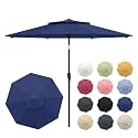 10FT Patio Umbrella, 2 Tier Outdoor Table Umbrella, Large Vented Market Umbrellas with Push Button Tilt and Crank, 8 Sturdy Ribs for Backyard, Deck, Pool, UPF50+ UV Protection