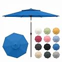 10FT Patio Umbrella, 2 Tier Outdoor Table Umbrella, Large Vented Market Umbrellas with Push Button Tilt and Crank, 8 Sturdy Ribs for Backyard, Deck, Pool, UPF50+ UV Protection