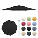 10FT Patio Umbrella, 2 Tier Outdoor Table Umbrella, Large Vented Market Umbrellas with Push Button Tilt and Crank, 8 Sturdy Ribs for Backyard, Deck, Pool, UPF50+ UV Protection