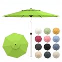 10FT Patio Umbrella, 2 Tier Outdoor Table Umbrella, Large Vented Market Umbrellas with Push Button Tilt and Crank, 8 Sturdy Ribs for Backyard, Deck, Pool, UPF50+ UV Protection