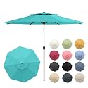 10FT Patio Umbrella, 2 Tier Outdoor Table Umbrella, Large Vented Market Umbrellas with Push Button Tilt and Crank, 8 Sturdy Ribs for Backyard, Deck, Pool, UPF50+ UV Protection