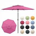 10FT Patio Umbrella, 2 Tier Outdoor Table Umbrella, Large Vented Market Umbrellas with Push Button Tilt and Crank, 8 Sturdy Ribs for Backyard, Deck, Pool, UPF50+ UV Protection