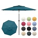 10FT Patio Umbrella, 2 Tier Outdoor Table Umbrella, Large Vented Market Umbrellas with Push Button Tilt and Crank, 8 Sturdy Ribs for Backyard, Deck, Pool, UPF50+ UV Protection