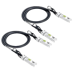 10gtek 10g sfp dac twinax cable sfp to sfp direct attach copper passive for cisco sfp-h10gb-cu075m ubiquiti unifi meraki mikrotik netgear d-link tp-link and more 075-meter25ft 2-pack