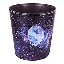 10L/2.64 Gallon PU Leather Trash Can Waterproof Decorative Paper Basket for Bedroom Living Room - Starry Sky
