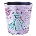 10L/2.64 Gallon Trash Can, Decorative Waste Basket, PU Leather Waste Paper Basket, Waterproof Garbage Can for Bathroom, Bedroom, Office, Kitchen and Living Room - Green Dress