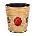 10L/2.64 Gallon Trash Can, Decorative Waste Basket, PU Leather Waste Paper Basket, Waterproof Garbage Can for Bathroom, Bedroom, Office, Kitchen and Living Room - Basketball