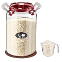10L Glass Rice Storage Container for 20 lb Rice, Wide Mouth, Airtight Lid