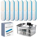 10L Pet Water Fountain Filters, Stainless Steel Dog Cat Dispenser with Wi-Fi, 2.64 Gallon Automatic Filtered Water Bowl Using Filter, 8 Filters and Sponges