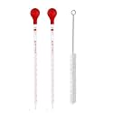 10ml (13 Inch) Glass Graduated Pipette Droppers with Red Rubber Bulbs (2pc.) & Cleaning Brush for Lab Laboratory Perfume Making Cosmetics School College Science Essential Oils Home Use
