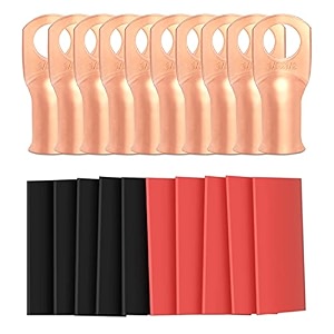 sanuke 10pcs 10 awg-123939 copper lugs heavy duty 0 gauge ring terminals
