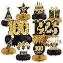 10PCS 100th Birthday Decorations Centerpieces for Table Decorations, 2026 Vintage 1926 Honeycomb Table Topper Back in 1926 Birthday Party Decoration for Men and Women (Gold &amp; Black, 100 Years)
