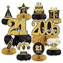 10PCS 21st Birthday Decorations Centerpieces for Table Decorations, 2026 Vintage 2005 Honeycomb Table Topper Back in 2005 Birthday Party Decoration for Men and Women (Gold &amp; Black, 21 Years)