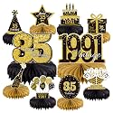 10PCS 35th Birthday Decorations Centerpieces for Table Decorations, 2026 Vintage 1991 Honeycomb Table Topper Back in 1991 Birthday Party Decoration for Men and Women (Gold &amp; Black, 35 Years)