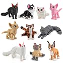 10PCS 3D Printed Cat Toys, Cat Figurines Animals Toy for Kids Cake Topper