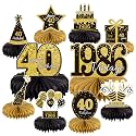 10PCS 40th Birthday Decorations Centerpieces for Table Decorations, 2026 Vintage 1986 Honeycomb Table Topper Back in 1986 Birthday Party Decoration for Men and Women (Gold & Black, 40 Years)
