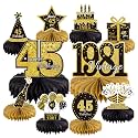 10PCS 45th Birthday Decorations Centerpieces for Table Decorations, 2026 Vintage 1981 Honeycomb Table Topper Back in 1981 Birthday Party Decoration for Men and Women (Gold &amp; Black, 45 Years)