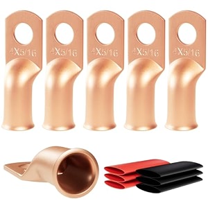 6pcs 4 awg - 51634 m8 sanuke wire lugs ring terminal connectors ends heavy duty for battery cable lug tinned copper tubular wire electrical eyelets with 31 dual wall adhesive heat shrink