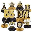 10PCS 55th Birthday Decorations Centerpieces for Table Decorations, 2026 Vintage 1971 Honeycomb Table Topper Back in 1971 Birthday Party Decoration for Men and Women (Gold &amp; Black, 55 Years)