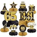 10PCS 65th Birthday Decorations Centerpieces for Table Decorations, 2026 Vintage 1961 Honeycomb Table Topper Back in 1961 Birthday Party Decoration for Men and Women (Gold &amp; Black, 65 Years)