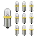 10PCS BA9S LED Car Bulbs, BA9 1895 1891 57 53 3893 47830 64111 No Error LED Bulb, 12V 3030-SMD 6000K Excellent Bright Car Interior Bulb for License Plate, Glove Box, Map Dome Light (Yellow)