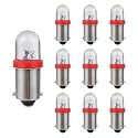 10PCS BA9S LED Car Light Bulbs, BA9 1895 1891 57 53 3893 47830 64111 No Error LED Bulb, 12V 3030-SMD 6000K Super Bright Car Interior Bulb for License Plate, Glove Box, Map Dome Light (Red)