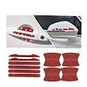 10PCS Bling Car Door Handle Reflective Trim Decals Stickers,Universal Rhinestone Door Side Rear View Mirror Scratch Resistant Protector Cover Car Accessories Red