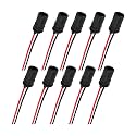 10PCS Car T10 Socket Pre-Wired Connector for Light Bulb, 194 W5W Round Female Socket Pre-Wired Harness Plug Adapter, T10 Extension Harness Plug Replacement, Universal for Vehicles