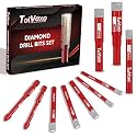 10Pcs Dry Diamond Drill Bit Set, Tile Drill Bit for Ceramic, Glass, Porcelain, Marble &amp; Granite - 3/16"(x2), 1/4" (x3), 5/16", 3/8", 1/2" with Cooling Wax &amp; 1/4" Masonry Bit(x2)