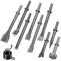 10pcs Air Hammer Chisel Set, 0.401" Pneumatic Hammer Bits with Spring
