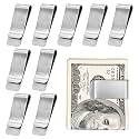Philbinden 10Pcs Stainless Steel Money Clip Silver Slim Cash Clip for Men, Metal Money Clips Minimalist Pocket Cash Wallet