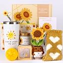 10Pcs Sunshine Gift for Women - Unique Care Package with Sunflower Gifts, Friendship Box of Sunshine for Mom Sister Wife, Get Well Soon &amp; Birthday Present, Self Care Basket for Women Recovery