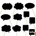10pcs Writable Chalkboard Photo Booth Props Kit - Reusable Blank Signs with Chalk &amp; Sticks for Wedding, Birthday, Baby Shower, Prom &amp; Party Favors