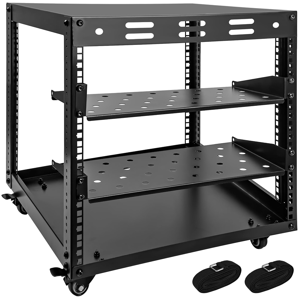 Openserver Case Rack Mountable 10U Open Frame Server Rack, 4 Tier Wall-mountable Network Rack w ...