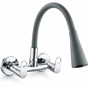 10x brass sink mixer tap for kitchen bvl-9876 flexible neck dual flow black hotcold facility chrome double flow