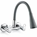 10x Brass Sink Mixer Tap for Kitchen BVl-9876 Flexible Neck Dual Flow Black Hot/Cold Facility, Chrome (Double Flow)