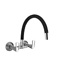 10x Brass Sink Mixer Tap for Kitchen BVl-9876 Flexible Neck Dual Flow Black Hot/Cold Facility, Chrome (Single Flow)